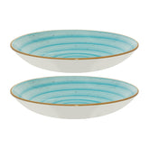 Bonna China Sea Blue dia.11" h:2.5" 57 oz. Round Blue Porcelain Bowl (Set of 2)